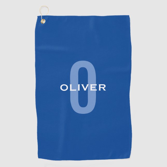 Personalized Monogram Blue White Name Golf Towel (Front)