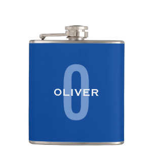 Personalized Monogram Blue White Name Hip Flask