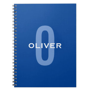 Personalized Monogram Blue White Name Notebook