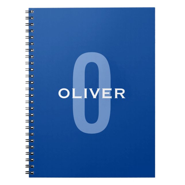 Personalized Monogram Blue White Name Notebook (Front)