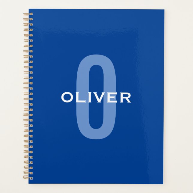 Personalized Monogram Blue White Name Planner (Front)