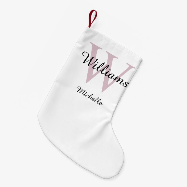 Personalized Monogram Blush Pink Small Christmas Stocking (Front (Hanging))