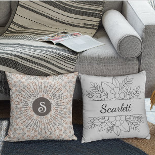 Personalized Monogram Boho  mystic style Throw Pillow