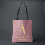 Personalized Monogram Bridesmaid Dusty Pink Tote Bag<br><div class="desc">This is a simple, modern, personalized monogram design. This stylish design is in trending dusty pink with stylish typography. It's perfect for a personalized gift for your bridesmaid or maid of honour and ideal as a bridal party hank you gift or as a party favour for your bachelorette party. To...</div>