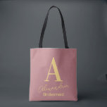 Personalized Monogram Bridesmaid Dusty Pink Tote Bag<br><div class="desc">This is a simple, modern, personalized monogram design. This stylish design is in trending dusty pink with stylish typography. It's perfect for a personalized gift for your bridesmaid or maid of honour and ideal as a bridal party hank you gift or as a party favour for your bachelorette party. To...</div>