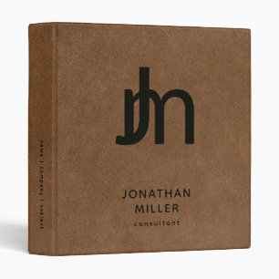 Personalized Monogram Brown Leather Print Binder