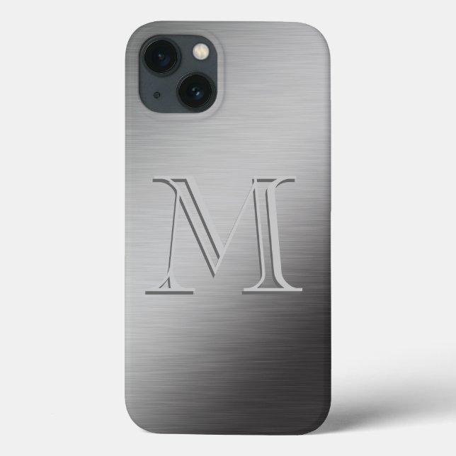 Personalized Monogram Brushed Metal Looking Case-Mate iPhone Case (Back)