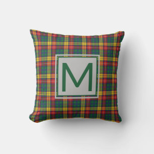 Personalized Monogram Buchanan Plaid Tartan Throw Pillow