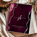 Personalized Monogram Burgundy Silver Agate 2025 Planner<br><div class="desc">This elegant 2025 planner features a burgundy red watercolor agate design trimmed with silver faux glitter. Personalize it with her monogram initials in trendy silver grey script lettering,  along with her name and the year in sans serif font.</div>