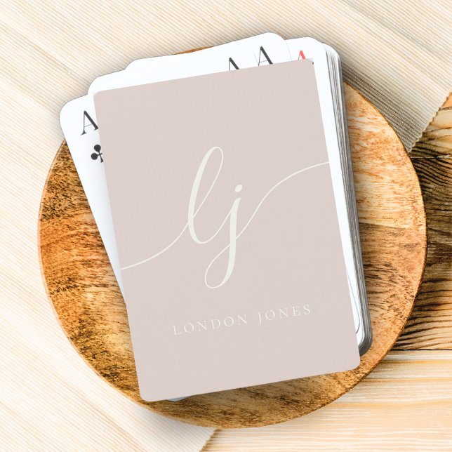 Personalized Monogram Calligraphy Feminine Script Playing Cards (Creator Uploaded)