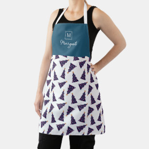 Personalized Monogram Chequered Christmas Tree Apron