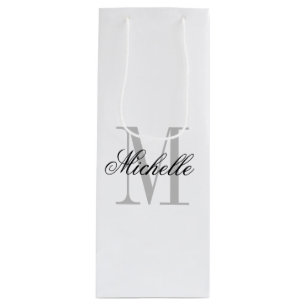 Personalized monogram chic wine bottle gift bags
