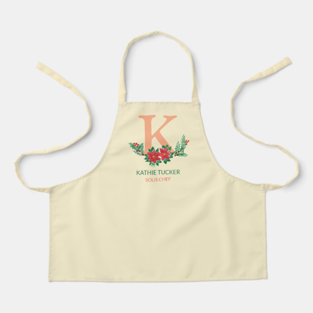 Personalized Monogram Christmas Sous Chef Apron (Front)