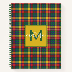 Personalized Monogram Clan Buchanan Tartan Plaid Notebook
