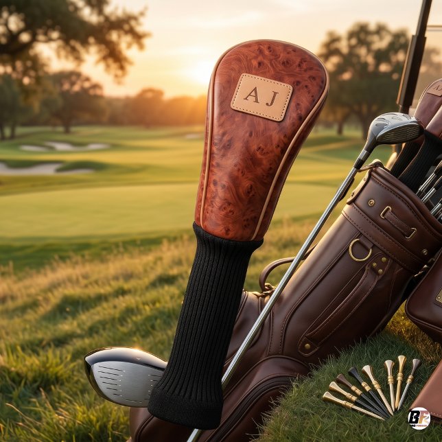 Personalized Monogram Classic Leather Style Golf Head Cover (#sports&activities)