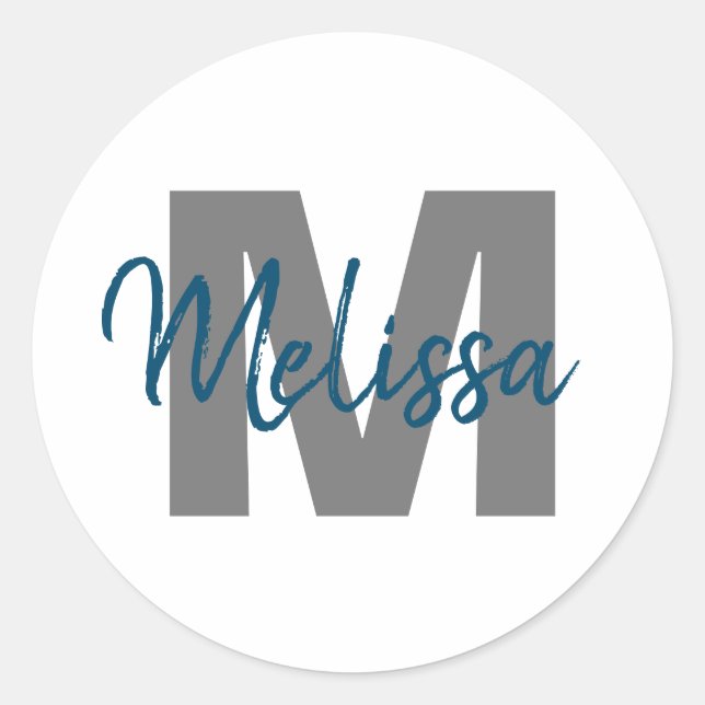 Personalized Monogram Classic Round Sticker (Front)