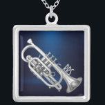 Personalized Monogram Cornet Gift Silver Plated Necklace<br><div class="desc">Text is for you to personalize/customize or delete if desired. Feel free to change the font,  text colour,  size of the text.</div>