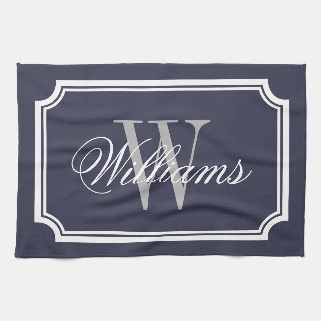 Personalized monogram cotton kitchen hand towels (Horizontal)