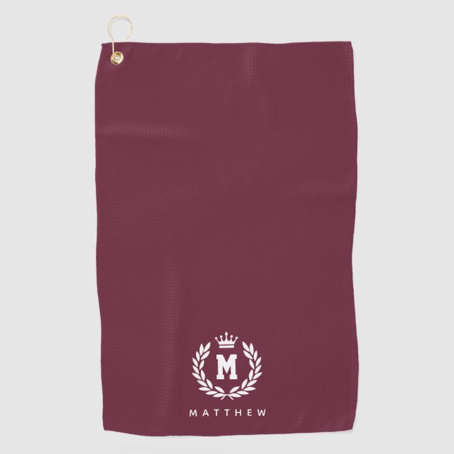 Personalized Monogram Crest with Custom Name, Golf Towel (Front)