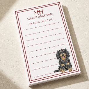 Personalized Monogram Dachshund Holiday Gift List Post-it Notes
