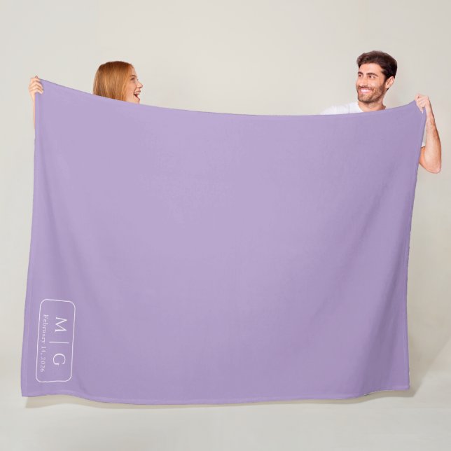 Personalized Monogram Date Pale Purple Fleece Blanket (In Situ)