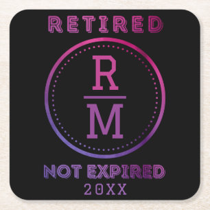 Personalized Monogram Date Retirement Favour Guest Square Paper Coaster