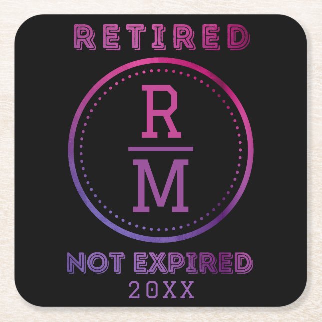 Personalized Monogram Date Retirement Favour Guest Square Paper Coaster (Front)
