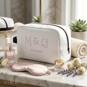 Personalized Monogram Date White Classic Dopp Kit