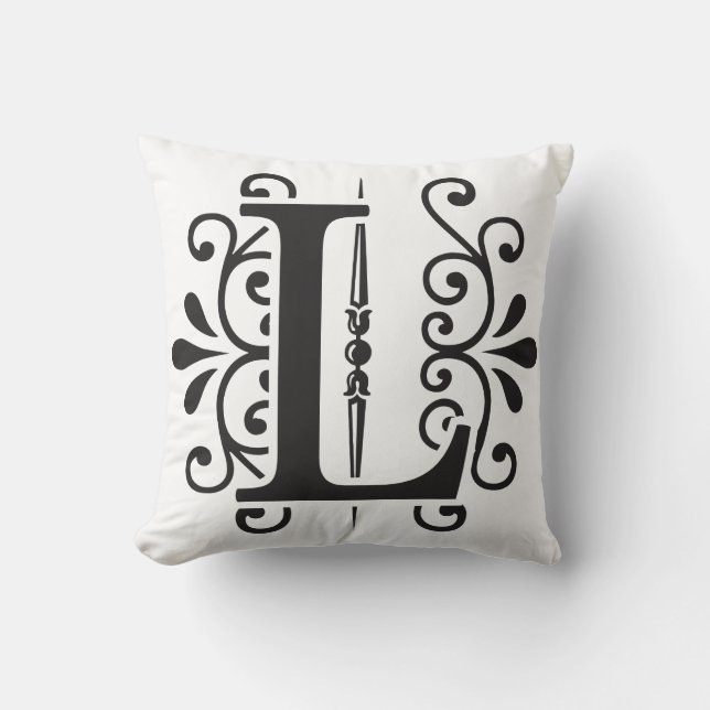 Personalized Monogram Decorative Letter L Throw Pillow (Front)
