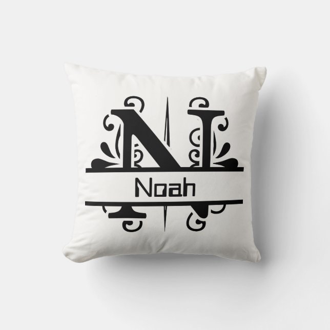 Personalized Monogram Decorative Letter N Throw Pillow (Front)