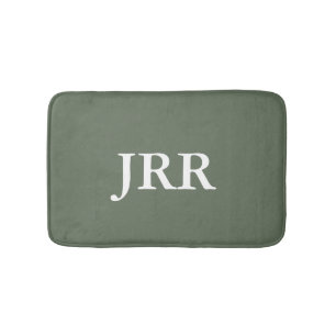 Personalized Monogram Deep Lichen Green Bath Mat