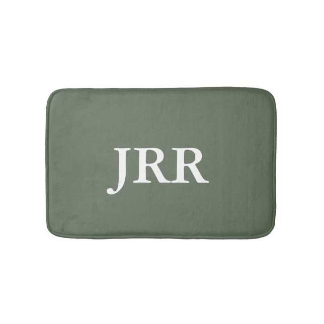 Personalized Monogram Deep Lichen Green Bath Mat (Front)