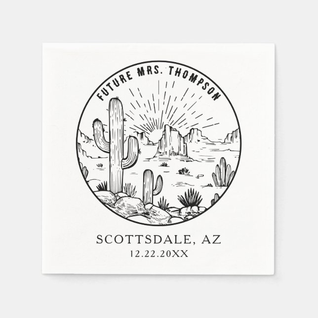 Personalized Monogram Desert Bridal Shower Wedding Napkin (Front)