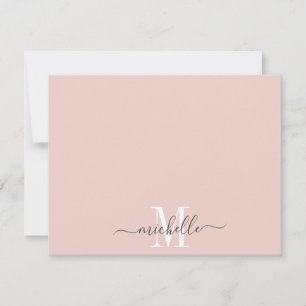 Personalized Monogram Dusty Pink White Script Name Card