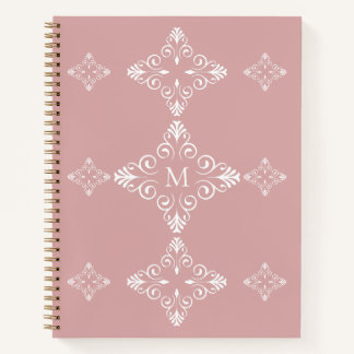 Personalized Monogram Dusty Rose Vector Pattern Notebook