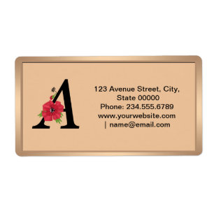 Personalized monogram editable A text red flower f