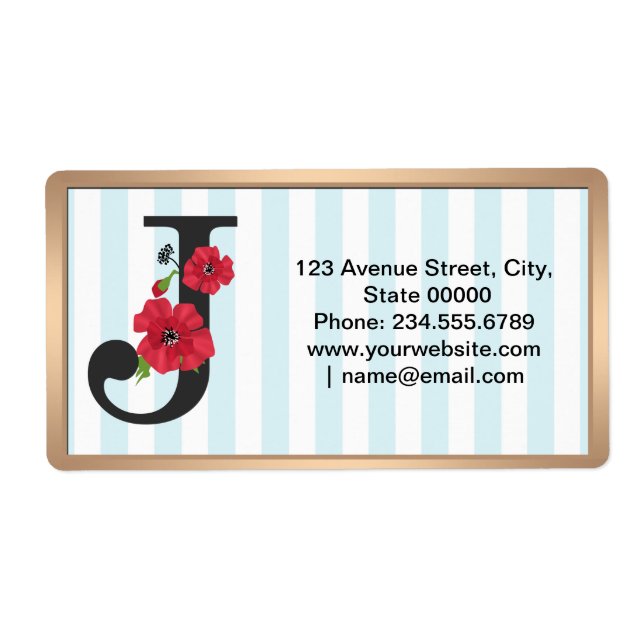 Personalized monogram editable J text red flower f (Front)