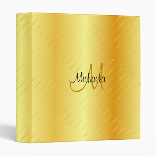 Personalized Monogram Elegant Faux Gold Template Binder (Front/Spine)