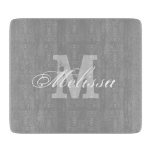 Personalized monogram elegant glass cutting board