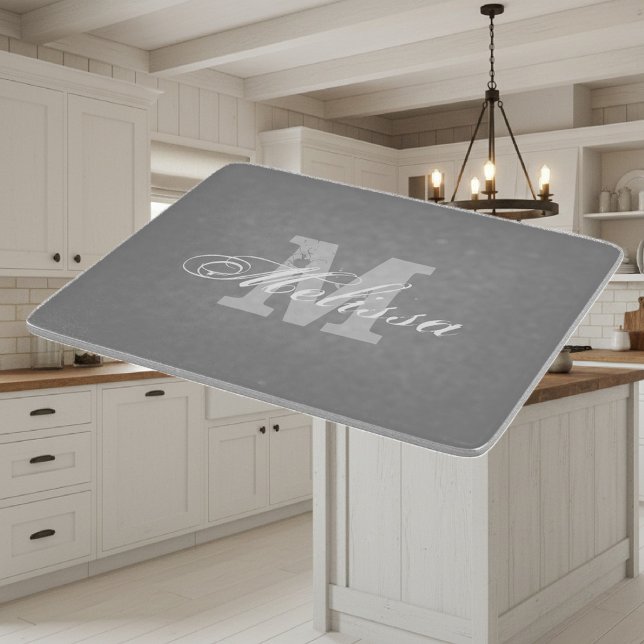 Personalized monogram elegant glass cutting board (glass cutting board with monogram)
