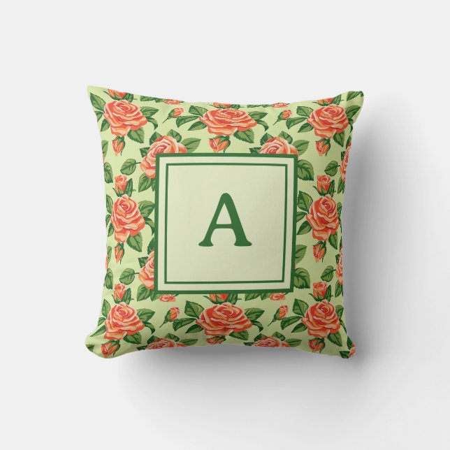 Personalized Monogram - Elegant Modern Floral  Throw Pillow (Front)