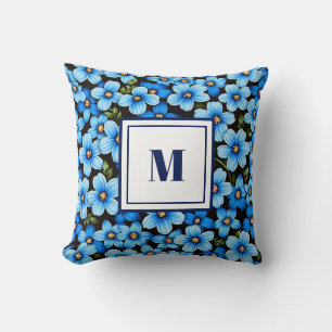 Personalized Monogram – Elegant Modern Floral Throw Pillow