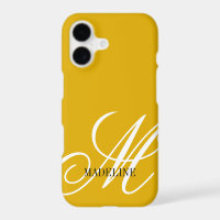 Personalized monogram elegant mustard yellow