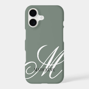 Personalized monogram elegant sage green