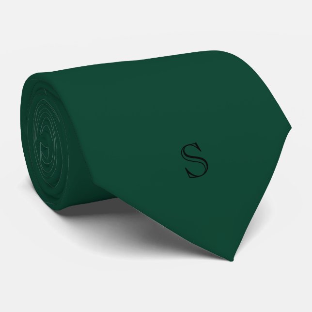 Personalized Monogram Emerald Green Black  Tie (Rolled)