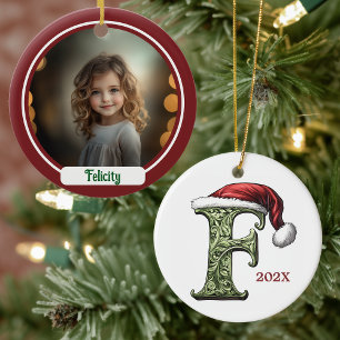  Personalized Monogram F Christmas Ornament