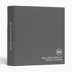 Personalized Monogram Family Photo Album Grey Binder