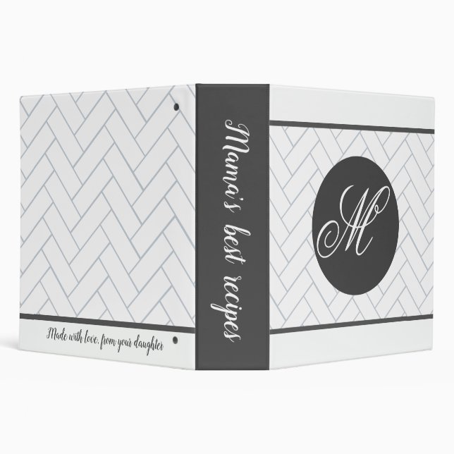 Personalized Monogram Farmhouse Tile Design Recipe Binder (Background)