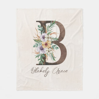 Personalized Monogram Fleece Blanket, Initial B Blanket