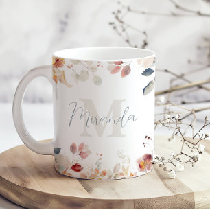 Personalized Monogram Floral Coffee Mug